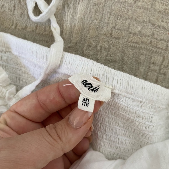 Aerie White/Cream Mini Corset Dress Size XXL/2x with Ruffles and Tie Straps - Picture 8 of 15